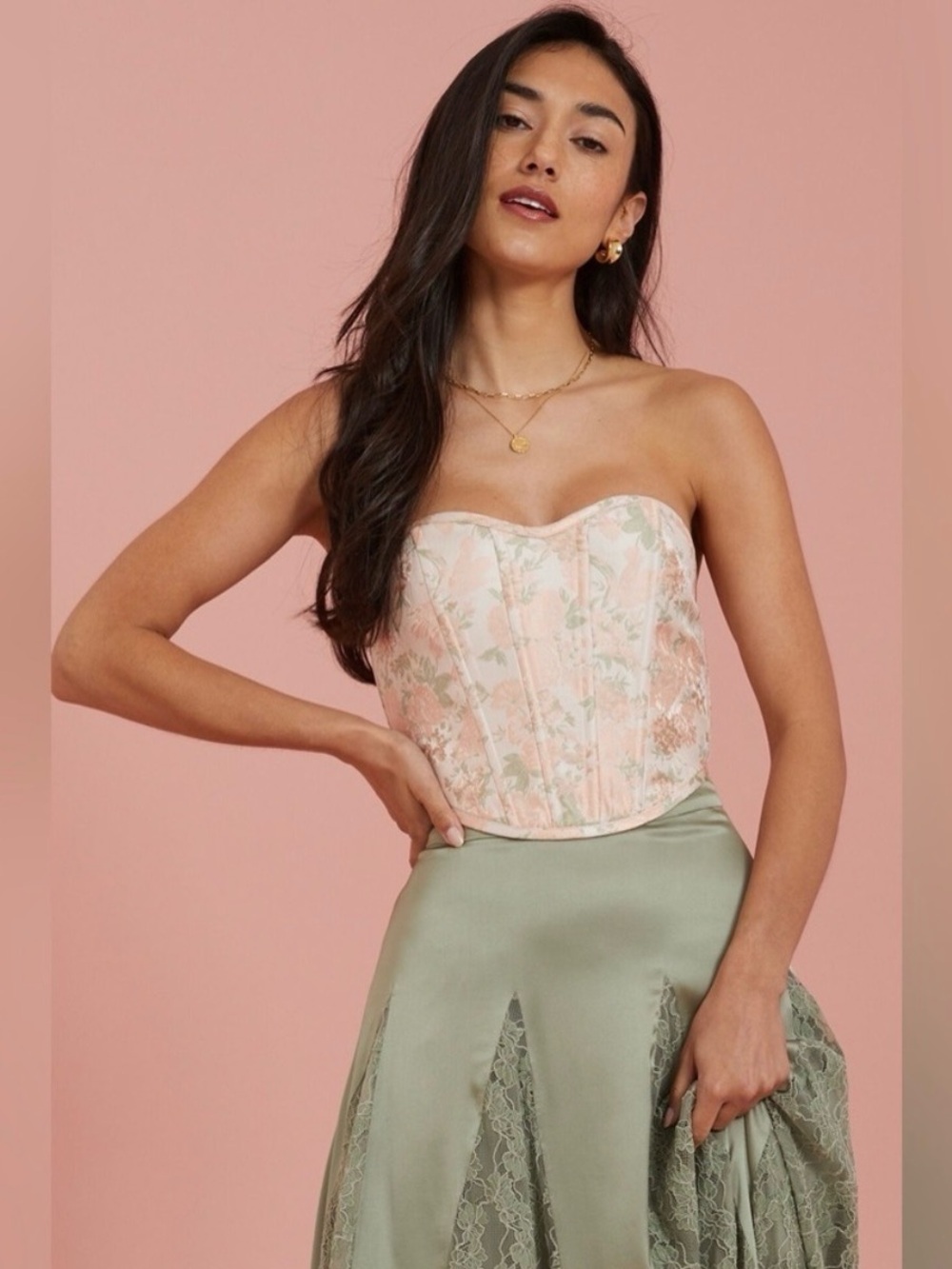 Altar’d State Floral Corset Bustier Top Cropped Coquette Small